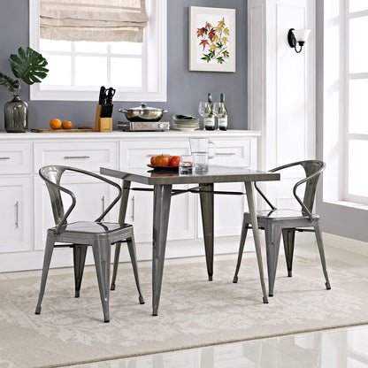 Alacrity Square Metal Dining Table, Silver, Metal 10089