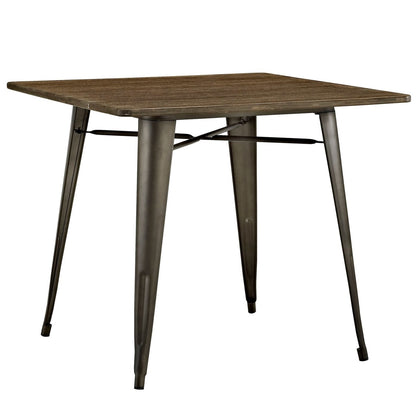 Alacrity 36" Square Wood Dining Table, Brown, Metal 10090