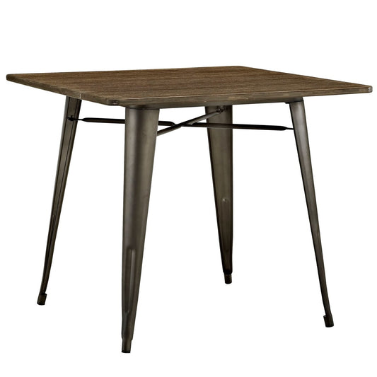 Alacrity 36" Square Wood Dining Table, Brown, Metal 10090