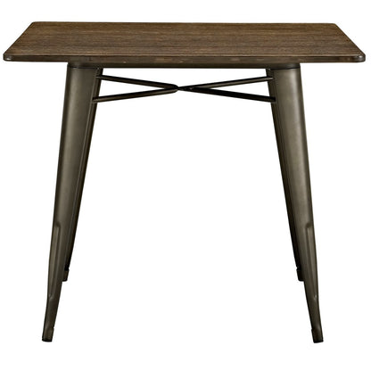 Alacrity 36" Square Wood Dining Table, Brown, Metal 10090