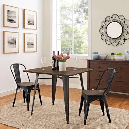Alacrity 36" Square Wood Dining Table, Brown, Metal 10090