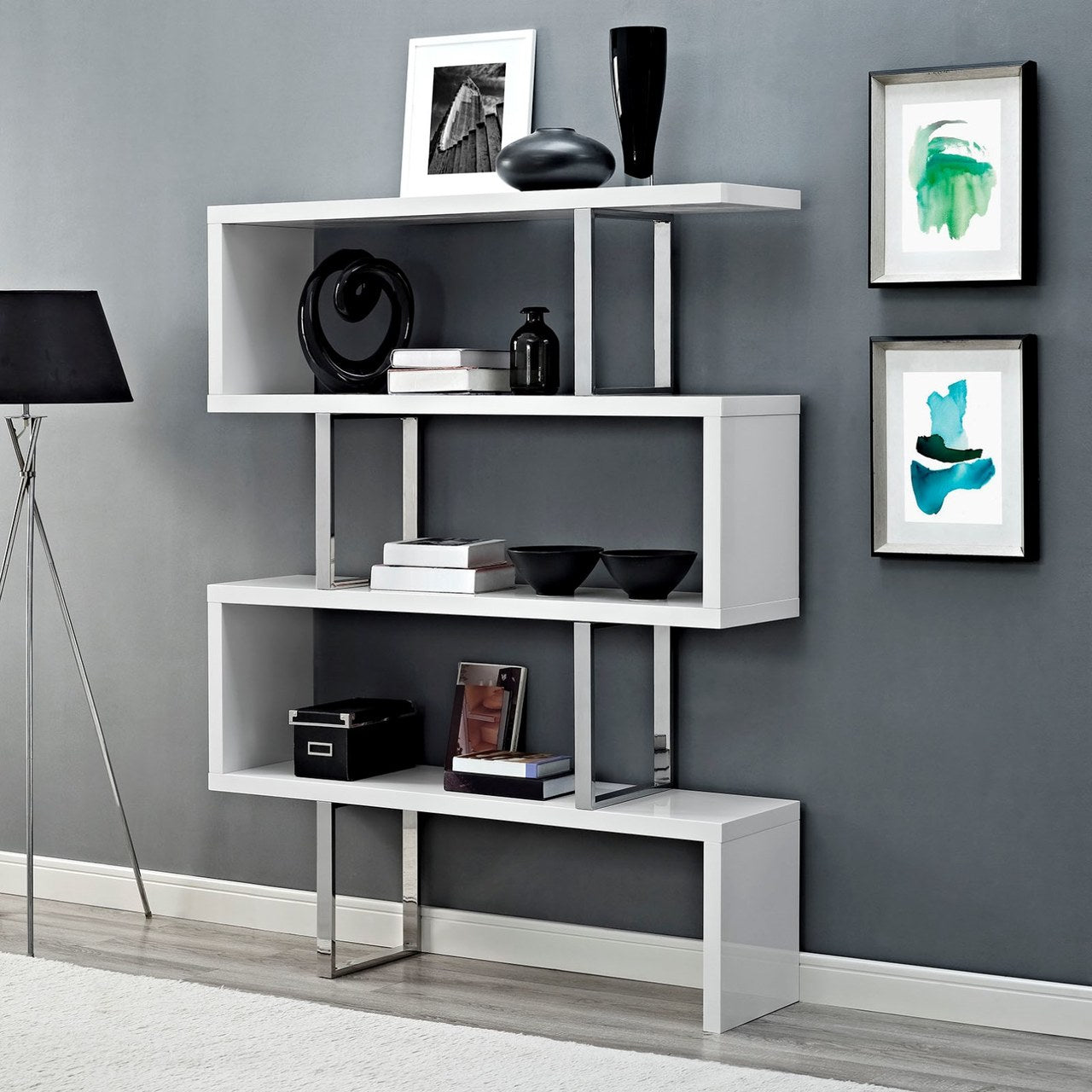 Meander Stand, White, Wood 10100