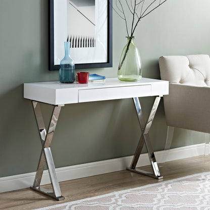 Sector Console Table, White, Wood 10104