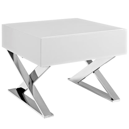 Sector Nightstand, White, Wood 10106