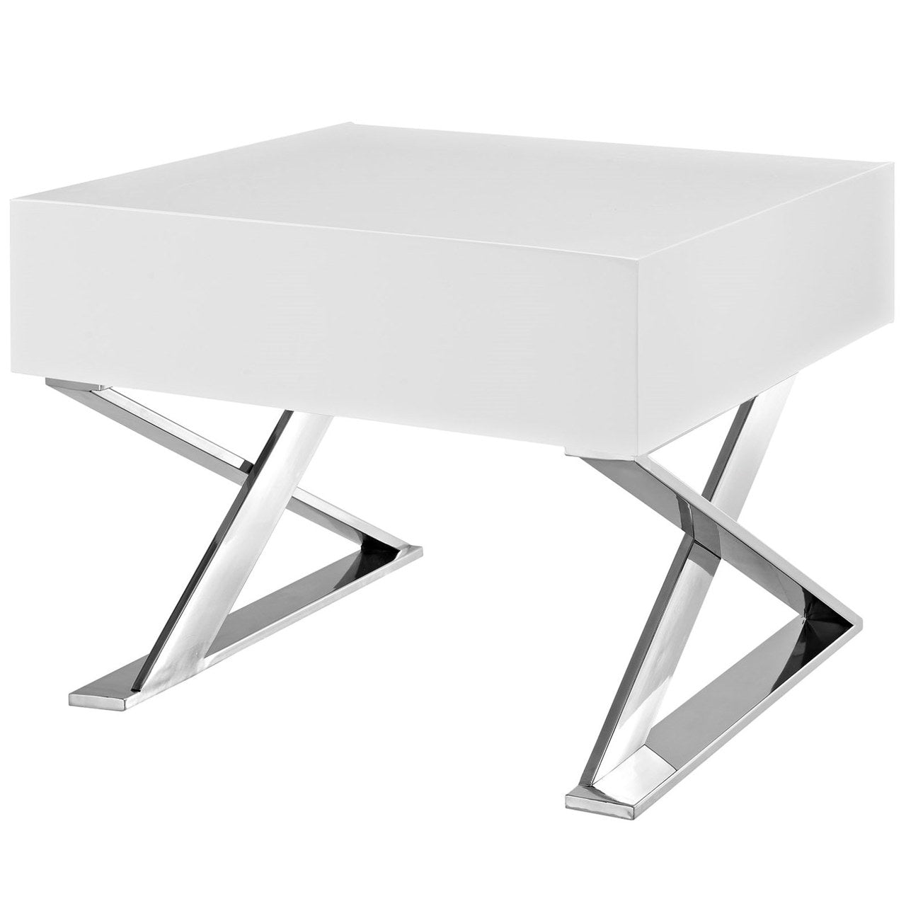 Sector Nightstand, White, Wood 10106