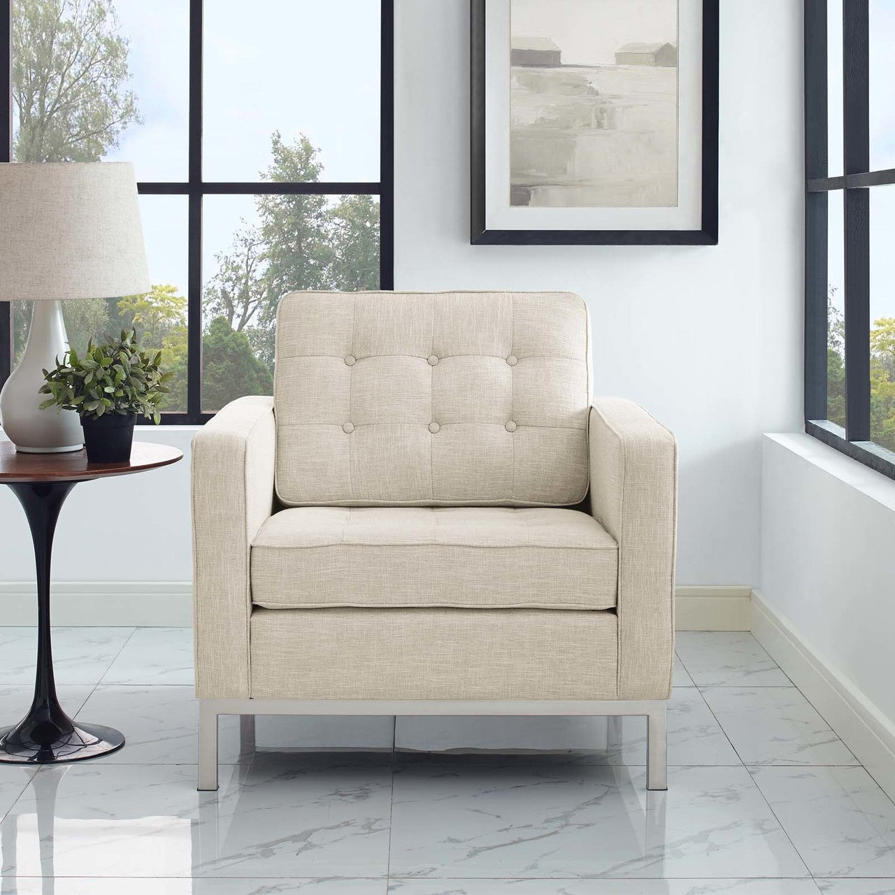 Loft Upholstered Fabric Armchair, Fabric, Beige 13468
