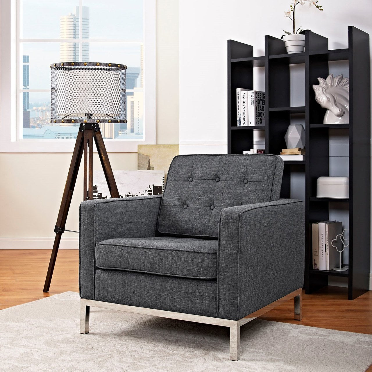 Loft Upholstered Fabric Armchair, Grey, Fabric 10108