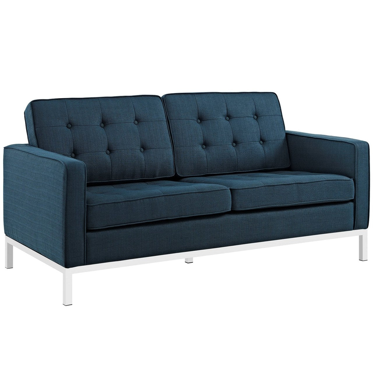 Loft Upholstered Fabric Loveseat, Navy, Fabric 10113