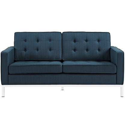 Loft Upholstered Fabric Loveseat, Navy, Fabric 10113