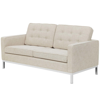 Loft Upholstered Fabric Loveseat, Fabric, Beige 13470