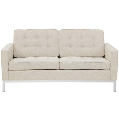 Loft Upholstered Fabric Loveseat, Fabric, Beige 13470