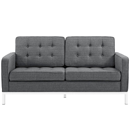Loft Upholstered Fabric Loveseat, Grey, Fabric 10114