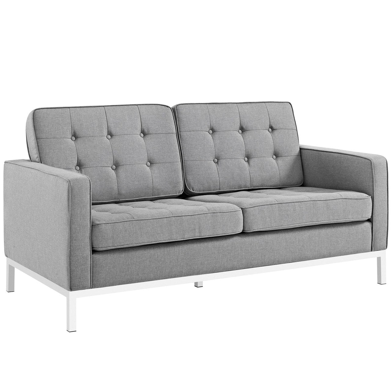 Loft Upholstered Fabric Loveseat, Grey, Fabric 10116