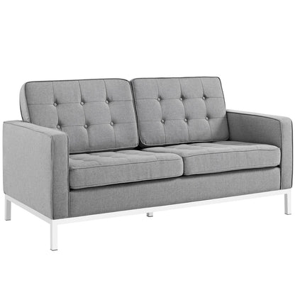 Loft Upholstered Fabric Loveseat, Grey, Fabric 10116