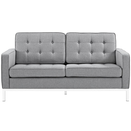 Loft Upholstered Fabric Loveseat, Grey, Fabric 10116
