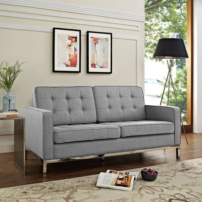 Loft Upholstered Fabric Loveseat, Grey, Fabric 10116
