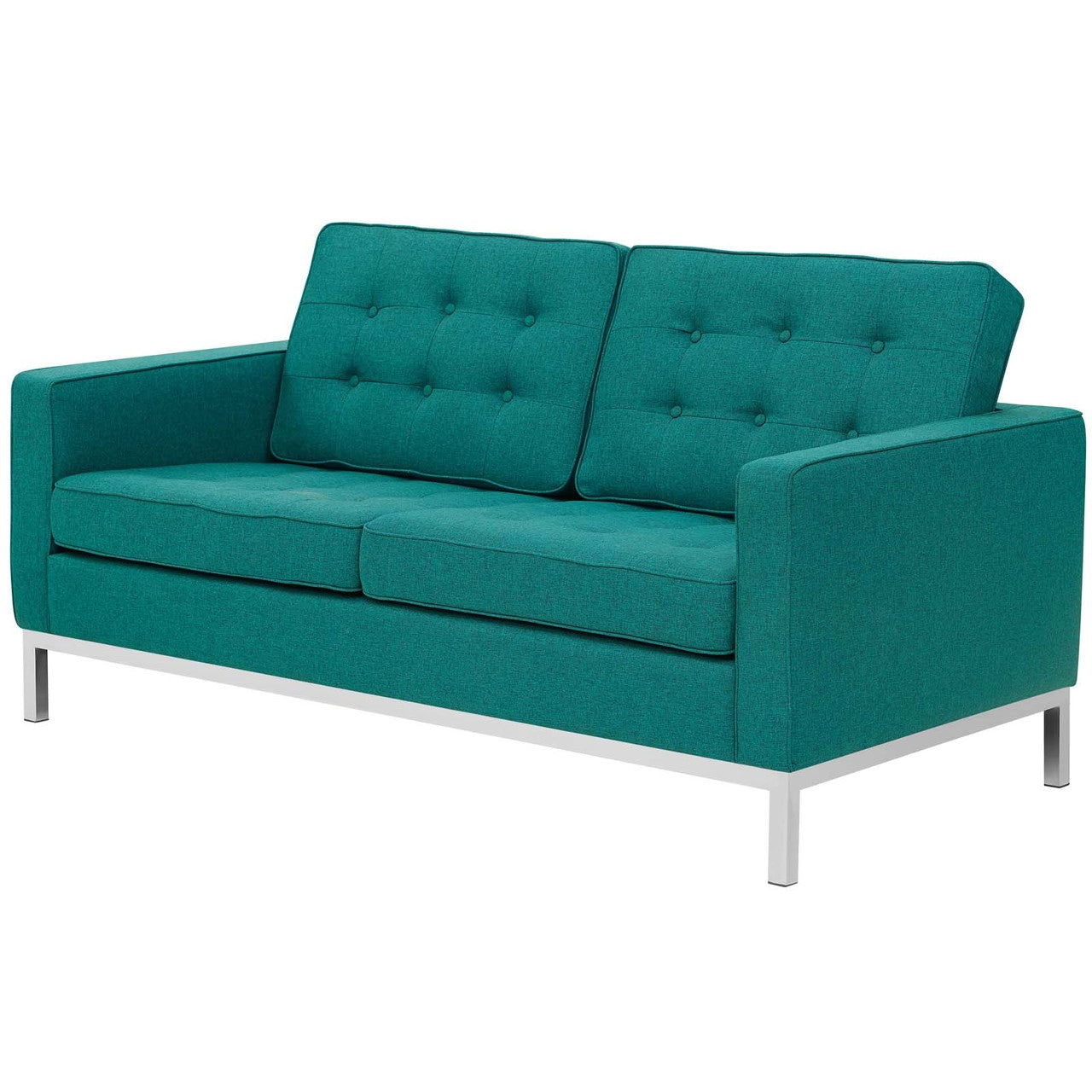 Loft Upholstered Fabric Loveseat, Fabric, Aqua Blue 13471