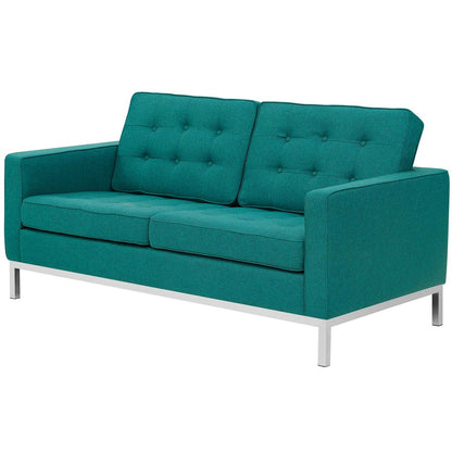 Loft Upholstered Fabric Loveseat, Fabric, Aqua Blue 13471