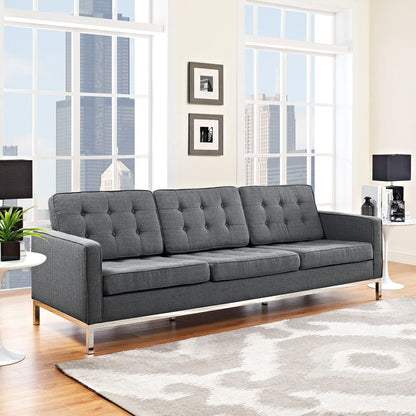 Loft Upholstered Fabric Sofa, Grey, Fabric 10120