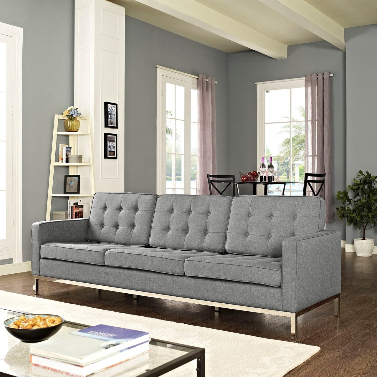 Loft Upholstered Fabric Sofa, Grey, Fabric 10122