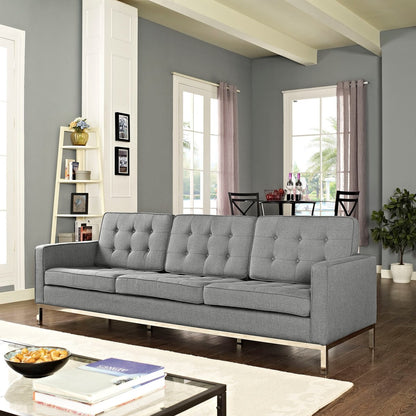 Loft Upholstered Fabric Sofa, Grey, Fabric 10122