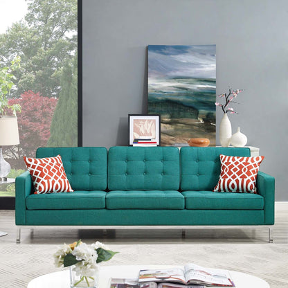 Loft Upholstered Fabric Sofa, Fabric, Aqua Blue 13473