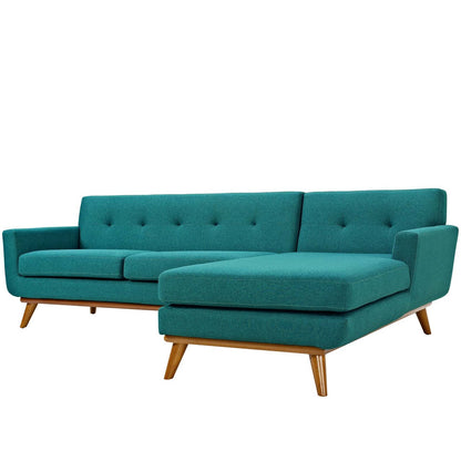 Engage Left-Facing Sectional Sofa, Fabric, Aqua Blue 13475