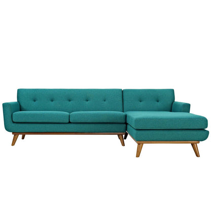 Engage Left-Facing Sectional Sofa, Fabric, Aqua Blue 13475