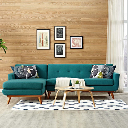 Engage Left-Facing Sectional Sofa, Fabric, Aqua Blue 13475