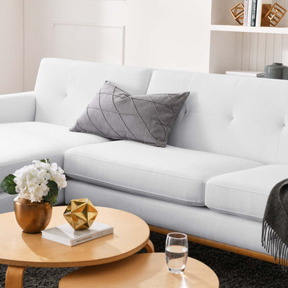 Engage Left-Facing Upholstered Fabric Sectional Sofa, Fabric, White, 18105