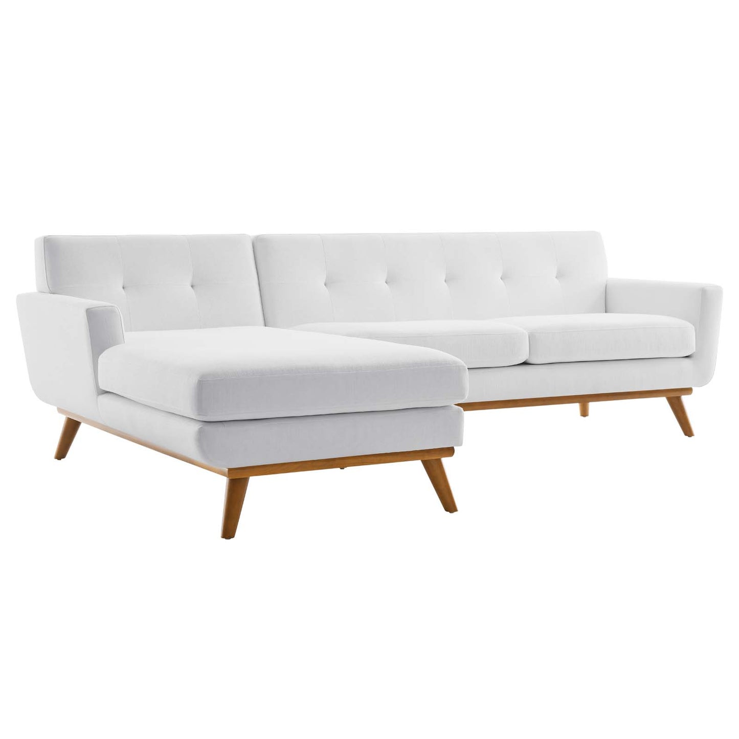 Engage Left-Facing Upholstered Fabric Sectional Sofa, Fabric, White, 18105