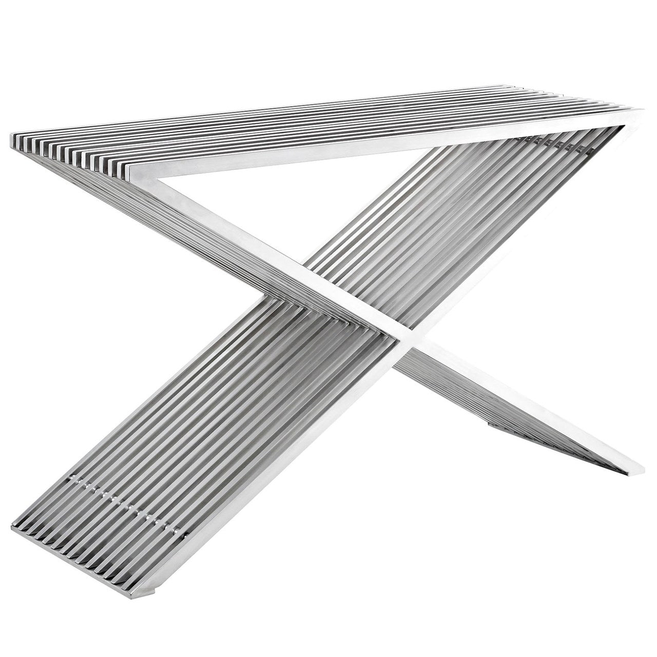 Press Console Table, Silver, Metal 10167