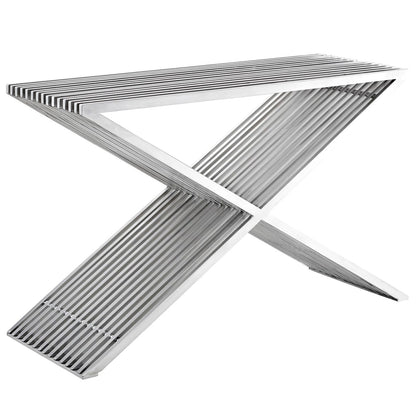 Press Console Table, Silver, Metal 10167