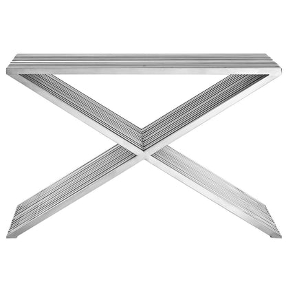 Press Console Table, Silver, Metal 10167