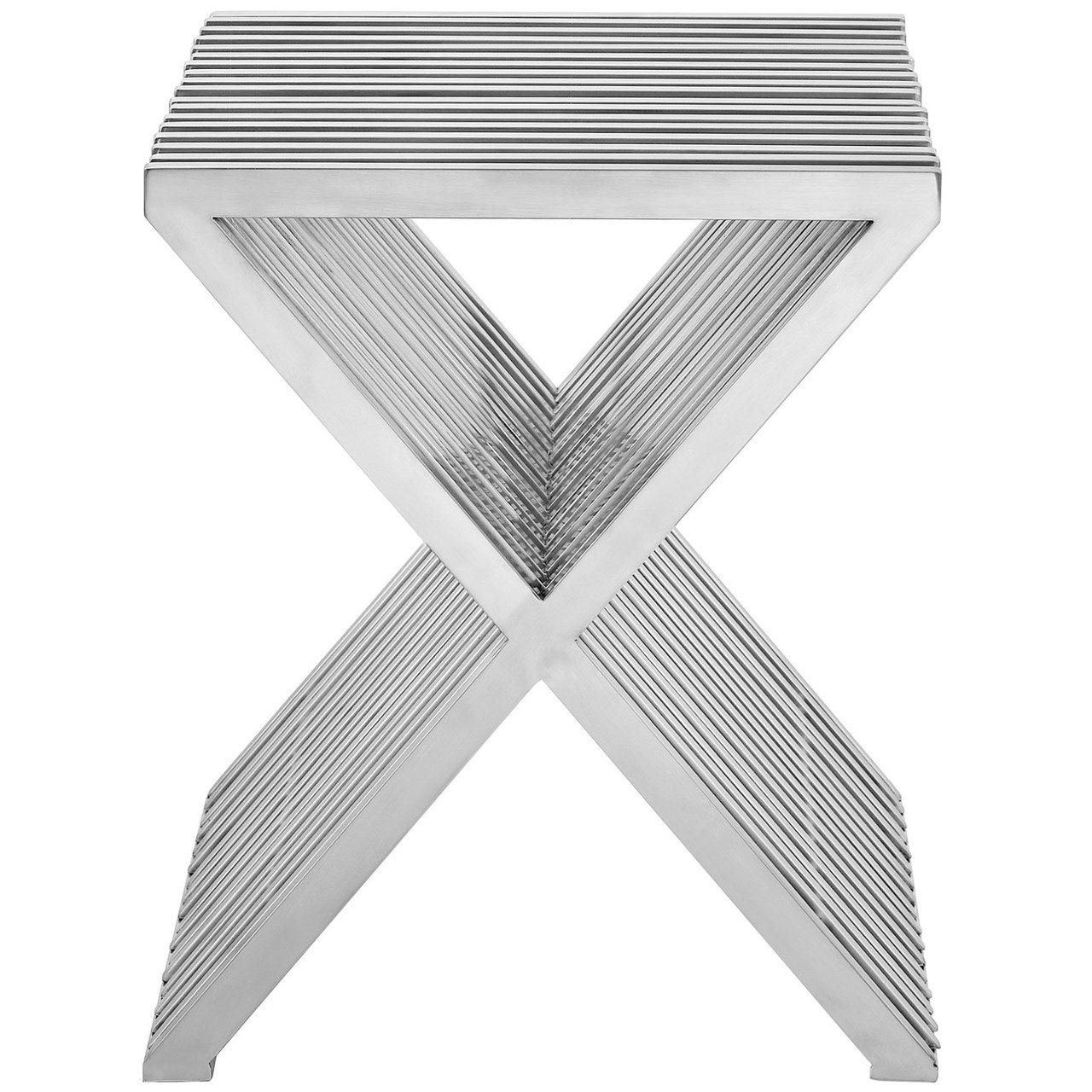 Press Stainless Steel Side Table, Silver, Metal 10168