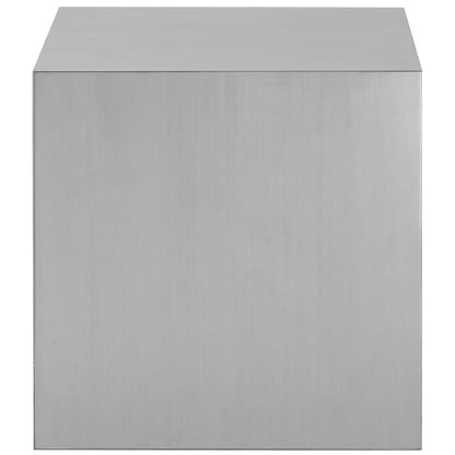 Cast Stainless Steel Side Table, Silver, Metal 10169
