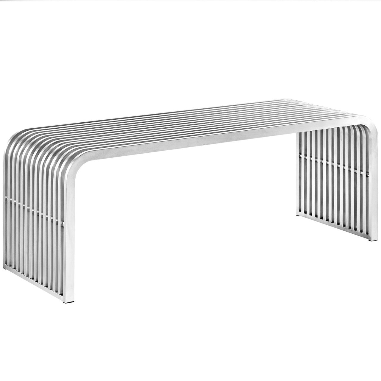 Pipe 47" Stainless Steel Bench, Silver, Metal 10173