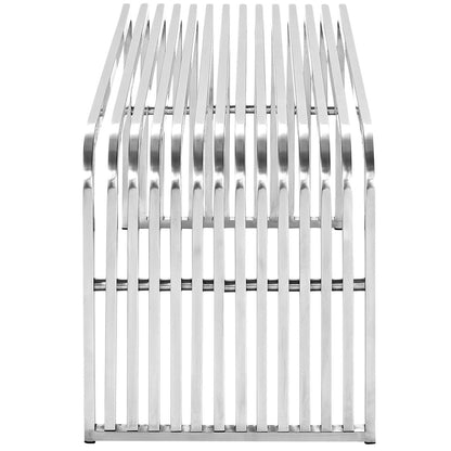 Pipe 47" Stainless Steel Bench, Silver, Metal 10173