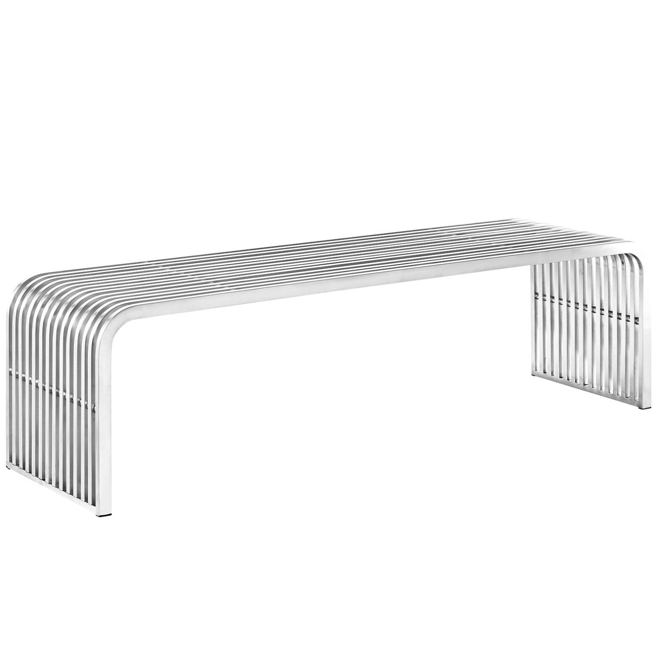 Pipe 60" Stainless Steel Bench, Silver, Metal 10174