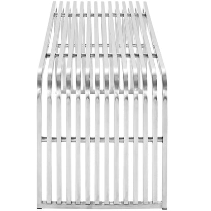 Pipe 60" Stainless Steel Bench, Silver, Metal 10174