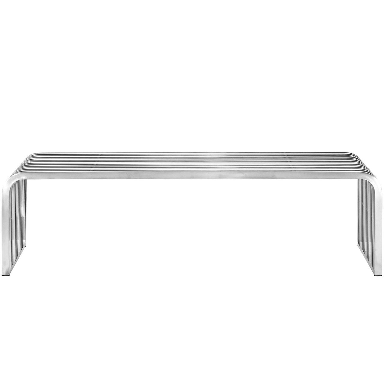 Pipe 60" Stainless Steel Bench, Silver, Metal 10174