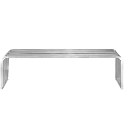 Pipe 60" Stainless Steel Bench, Silver, Metal 10174
