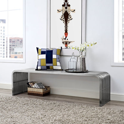 Pipe 60" Stainless Steel Bench, Silver, Metal 10174