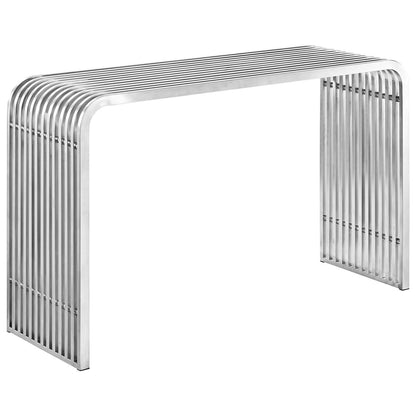 Pipe Stainless Steel Console Table, Silver, Metal 10175