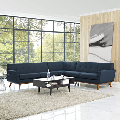 Engage L-Shaped Sectional Sofa, Navy, Fabric