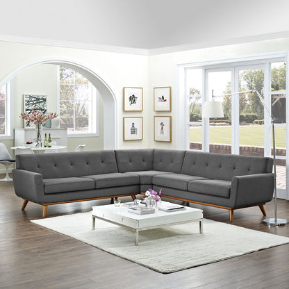 Engage L-Shaped Sectional Sofa, Grey, Fabric