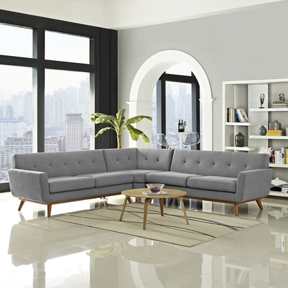 Engage L-Shaped Sectional Sofa, Fabric, Grey