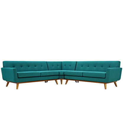 Engage L-Shaped Sectional Sofa, Fabric, Aqua Blue 13477