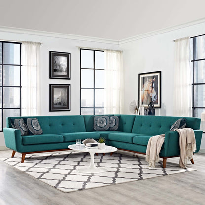 Engage L-Shaped Sectional Sofa, Fabric, Aqua Blue 13477
