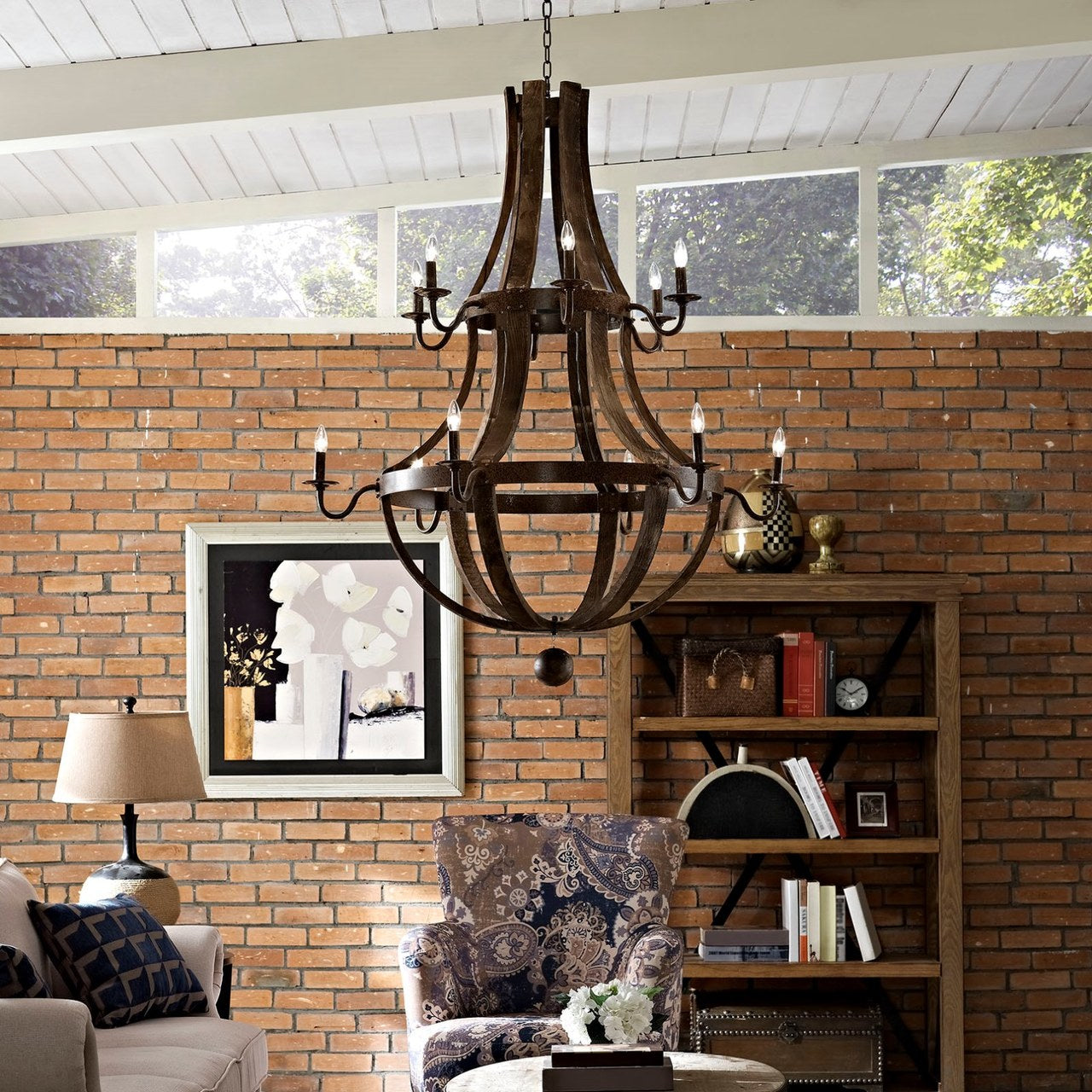 Trebuchet Chandelier, Brown, Metal 10180